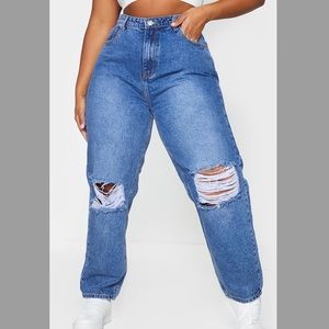 Plus knee rip mom jeans